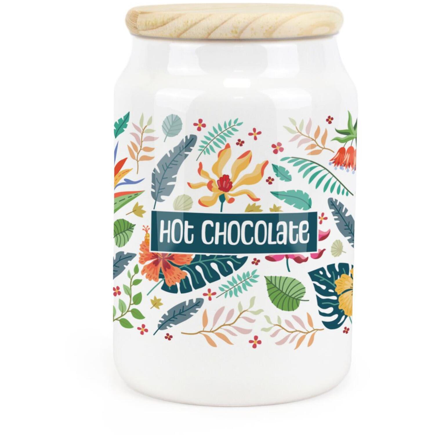 Purely Home Tropical Flowers Ceramic Hot Chocolate Storage Canister - Green