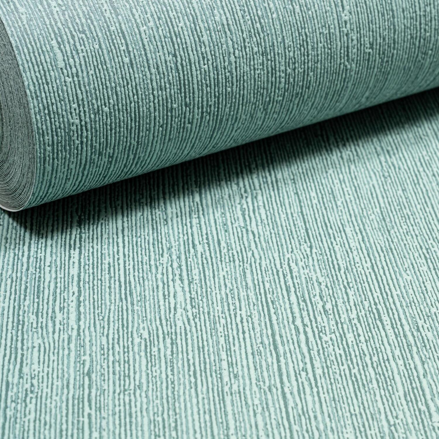 Plain Green Stripe Wallpaper Textured Free Match Paste The Wall Lounge Bedroom - Image 4