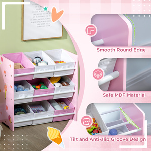 ZONEKIZ 5PCs Kids Bedroom Furniture Set with Bed for 3-6 Years Old Pink