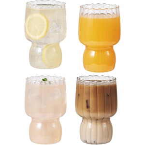Eden & Willow Set of 4 Ribbed Borosilicate Glass Drinking Cups