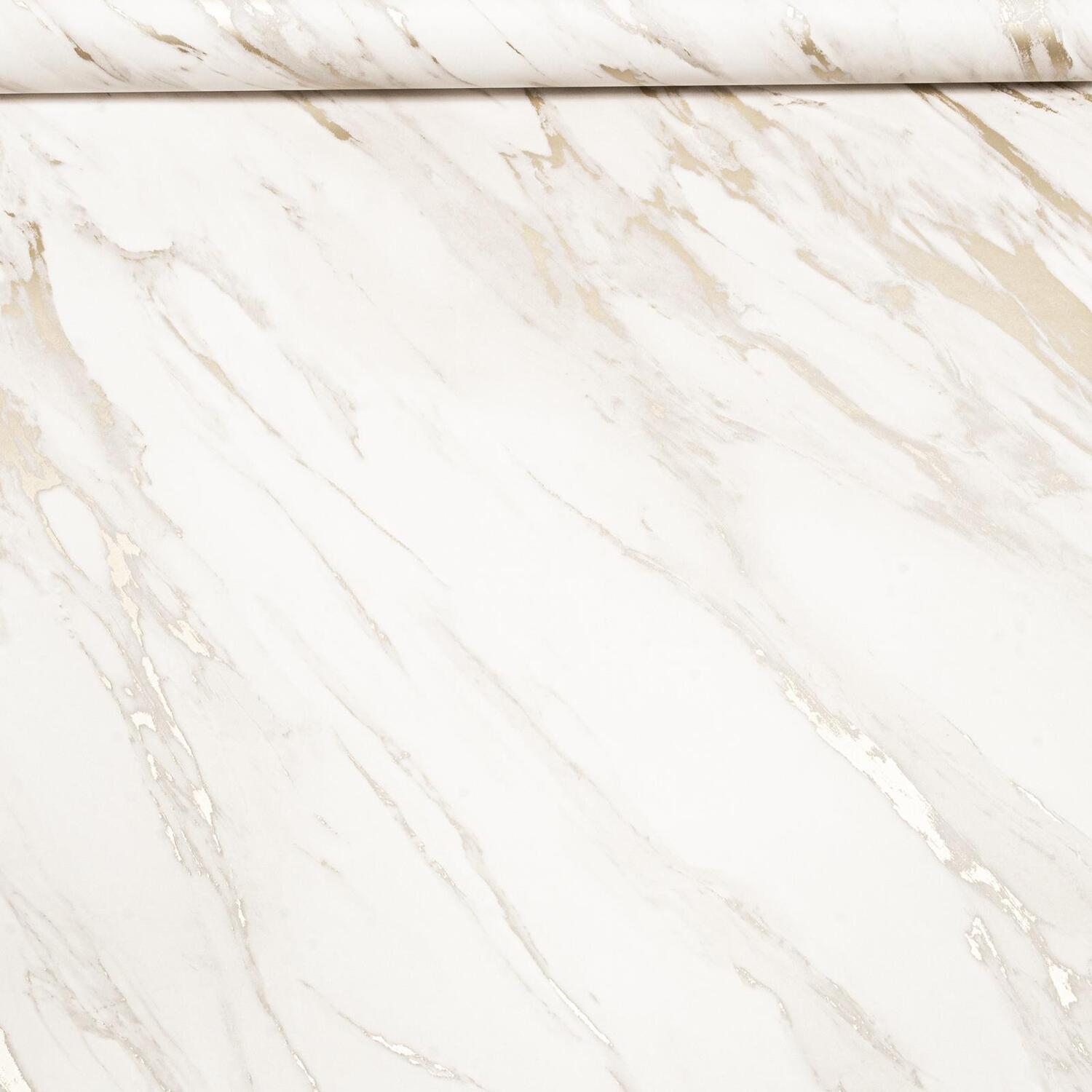 B&Q -  Natural Realistic Marble Effect Wallpaper Gold Shimmer Smooth Finish Feature Wall - Image 4