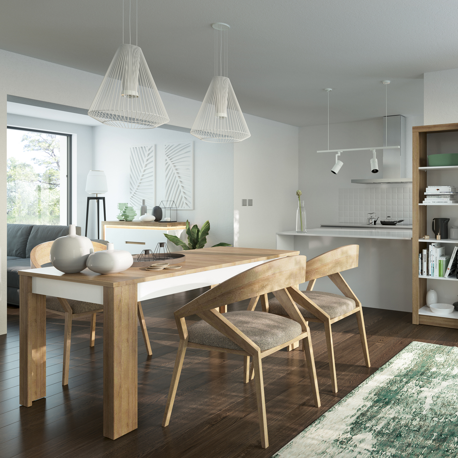 Rackhams White/Brown Lyon Small Extending Dining Table 90/180Cm In Riviera Oak/ High Gloss - No - Image 5