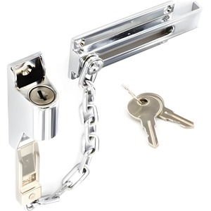 Dzina Heavy Duty Security Chrome Plated Locking Door Chain with Key & Fittings 110mm
