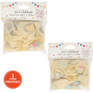 Pack of 25 Rainbow Confetti Balloons