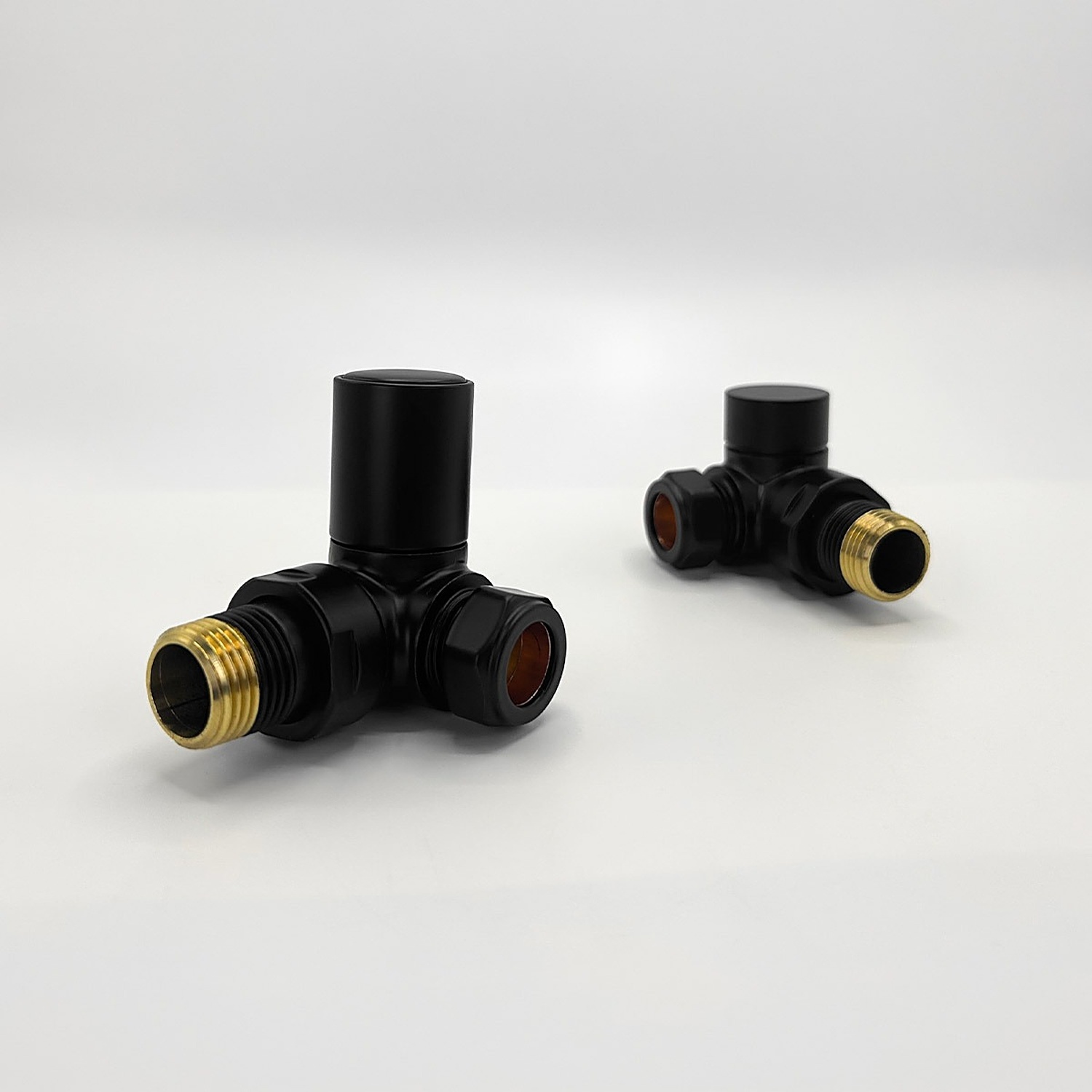 B&Q - Corner Black Manual Round Radiator Valve Set - Image 2