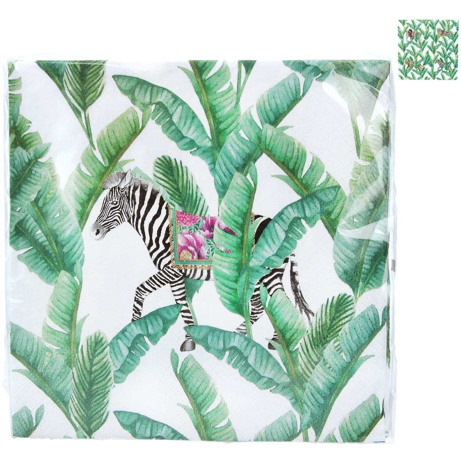 Image of Jungle Zebra Paper Napkins - Green