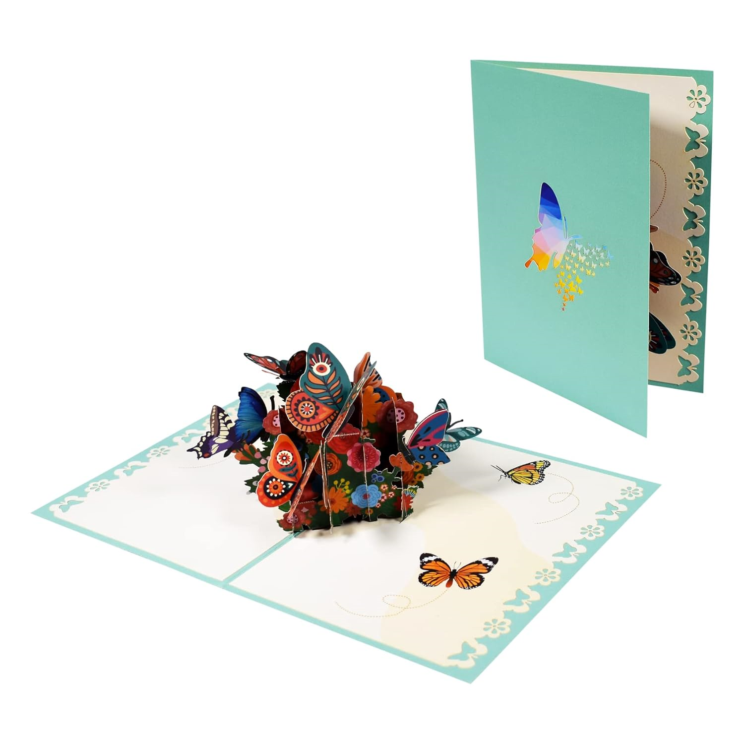 Brightfeel Vibrant Fluttering Butterfly 3D Pop Up Greeting Card - White