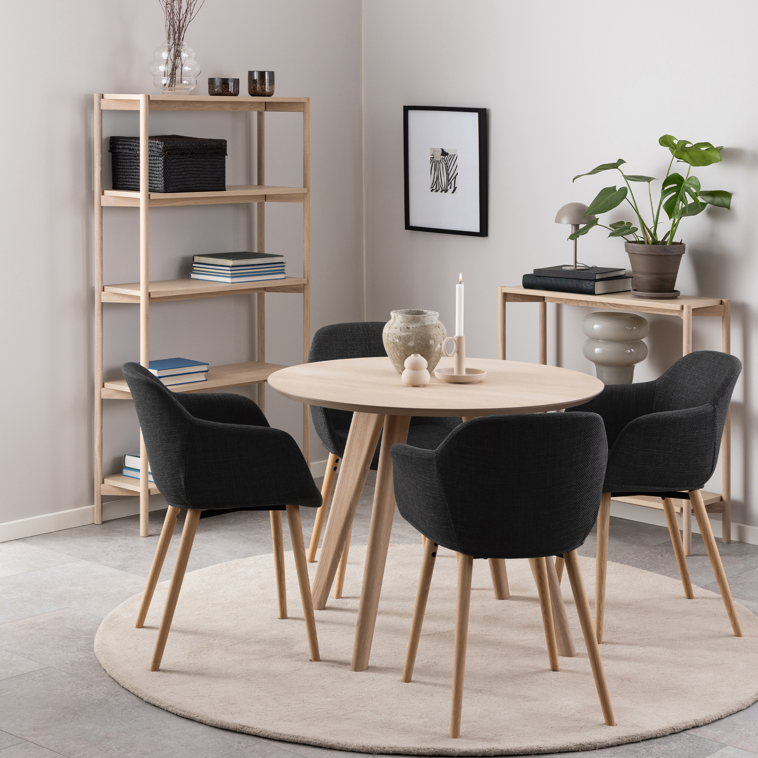 Rackhams White/Brown Townsville Round Dining Table In And Oak - No - Image 4