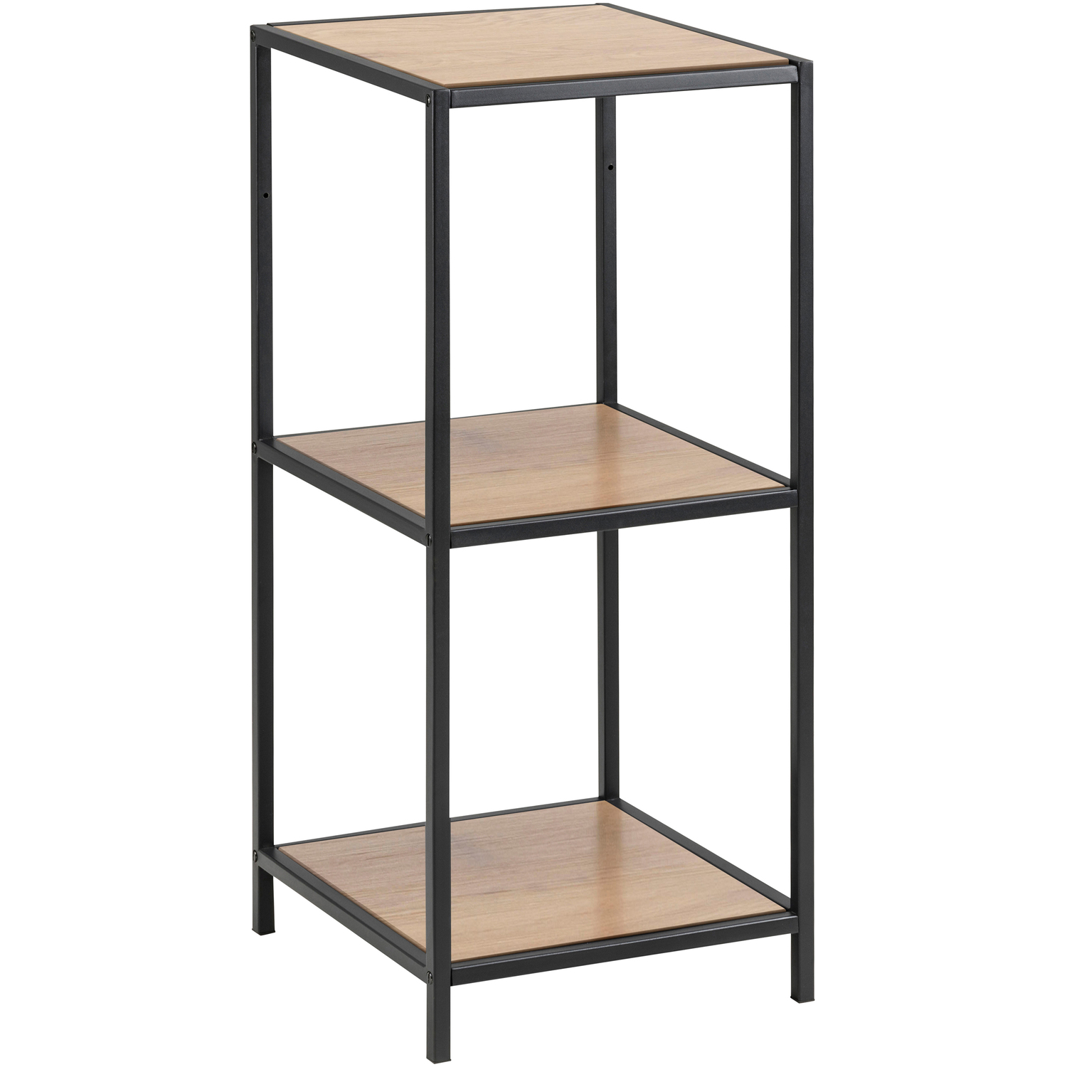 Rackhams Black Seaford Narrow Metal Bookcase With 2 Oak Shelves - And Natural - Wood - 1 - Image 3