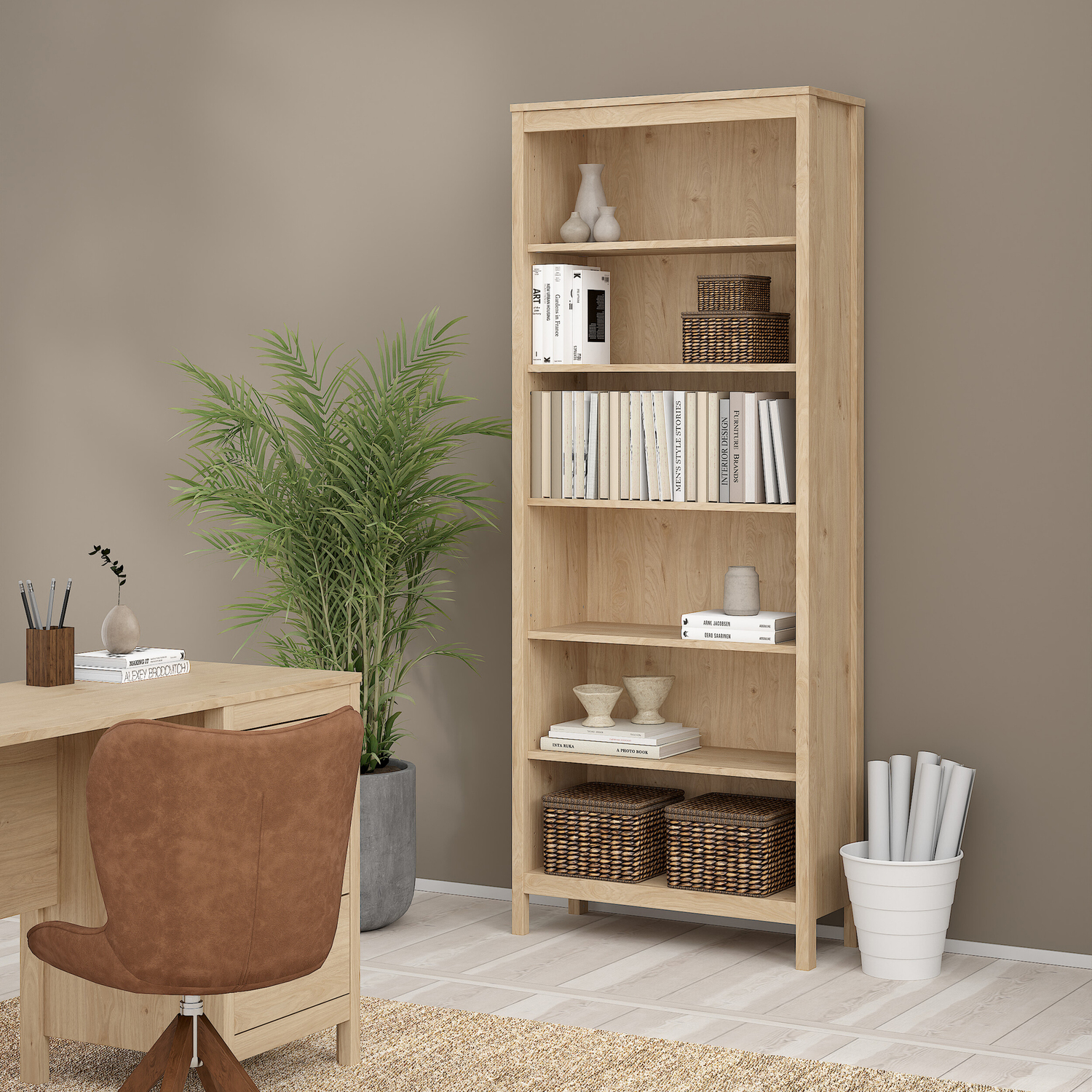Rackhams Barcelona Bookcase In Jackson Hickory Oak - Oak - Wood - 1 - Image 2