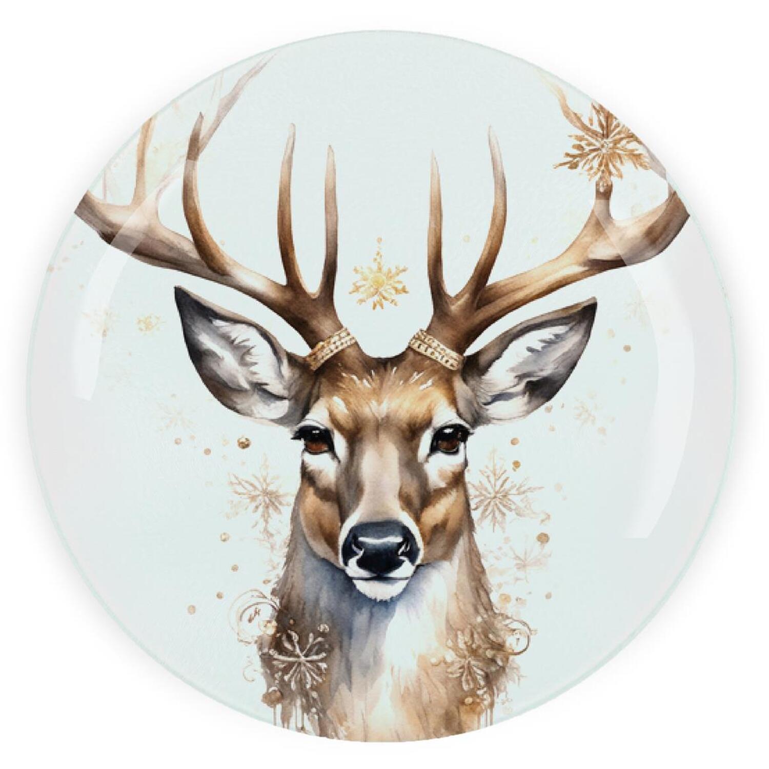 Image of Gold Deer Textured Glass Round Trivet&hellip;