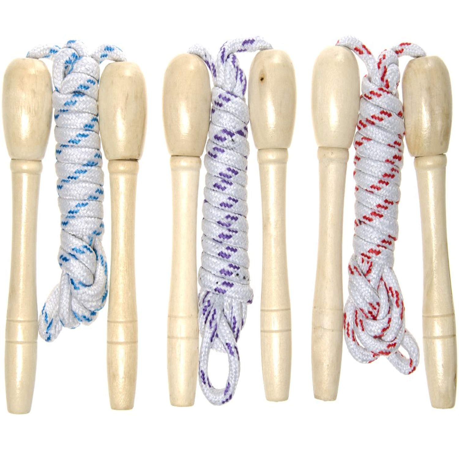 Lg-Imports Single Wooden Jumping Skipping Rope - White