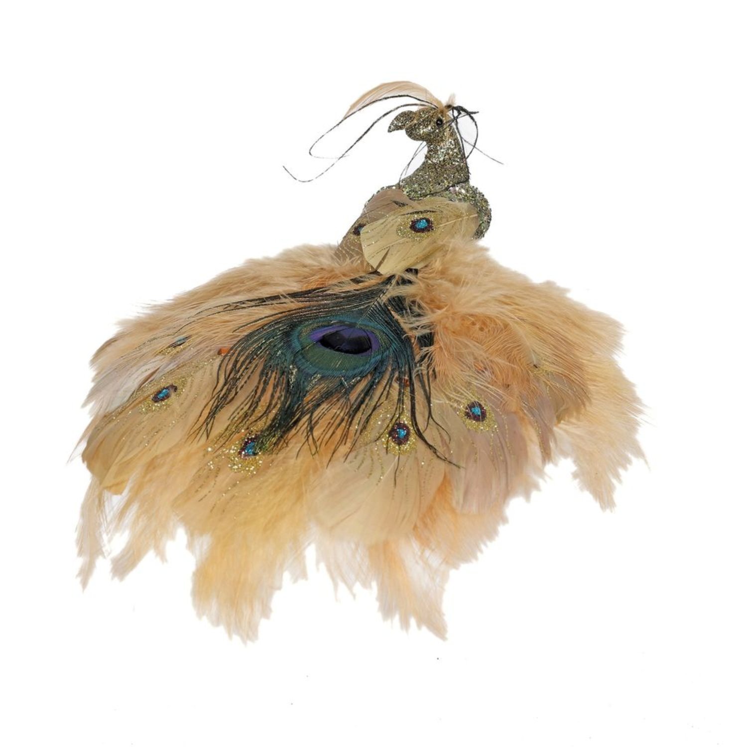 Kdmd Gold Glitter Peacock With Clip - Brown
