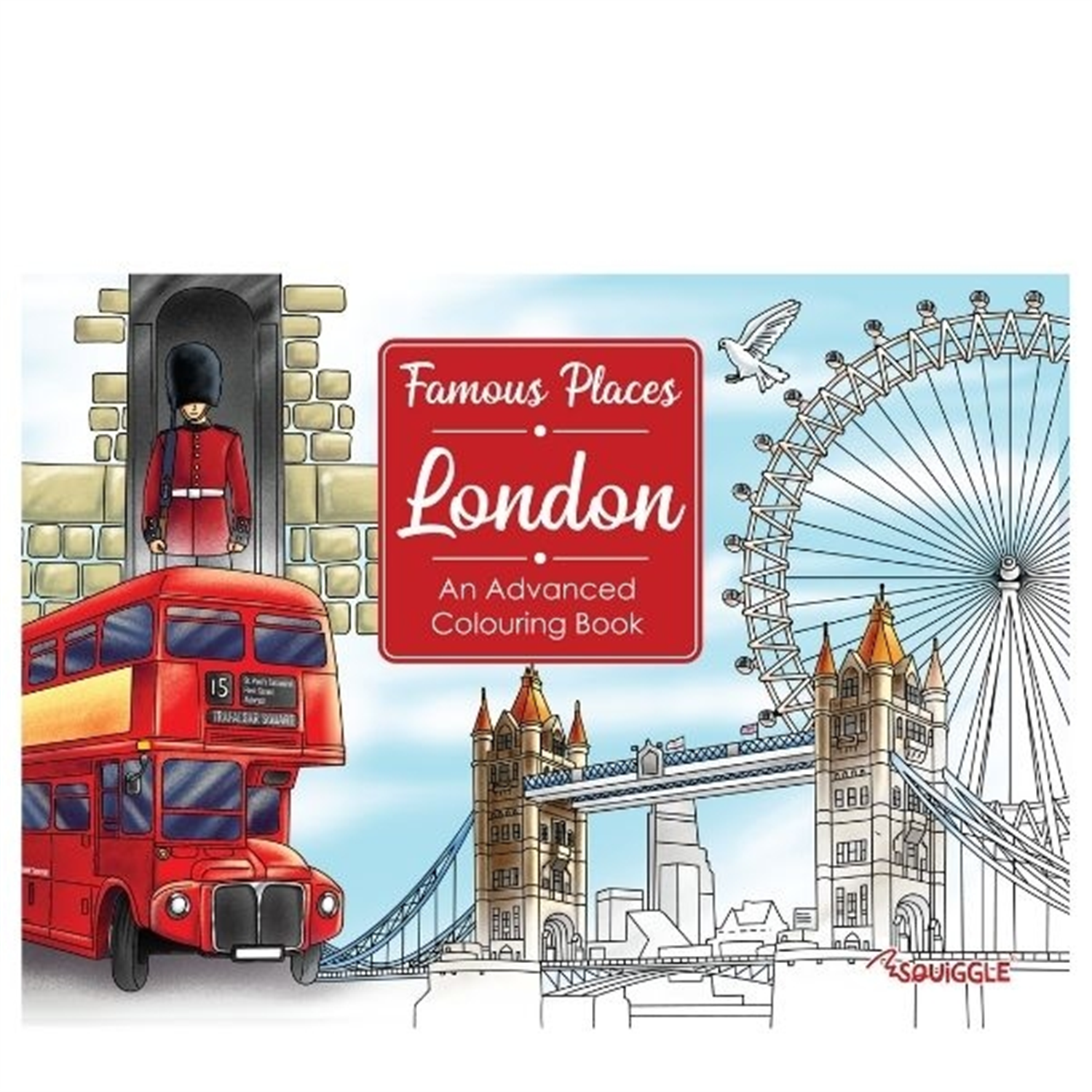 Martello 40 Pages London Famous Places Advanced Colouring Book - Red - Image 4