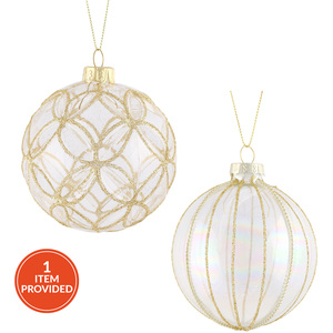 Clear Glass Gold Detailed Bauble