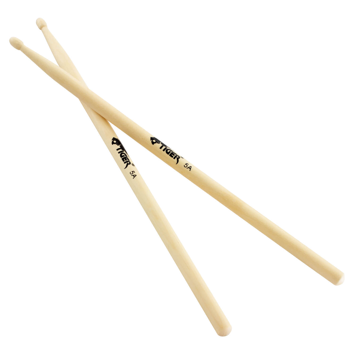 Tiger Music 5A Maple Drumsticks With Wooden Tips - Neutral
