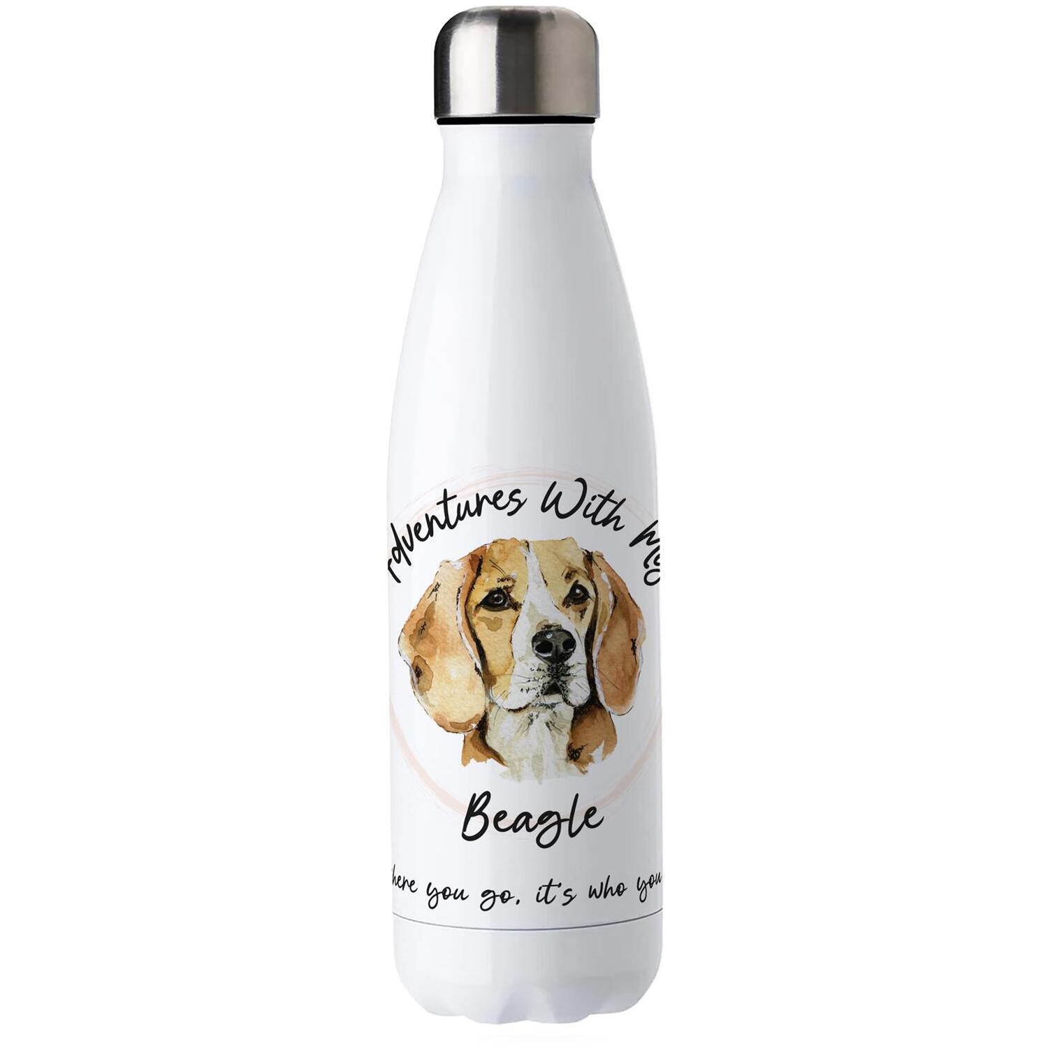 B&Q - Adventures With My Beagle Metal Water BottleDouble Walled 500Ml Hot/cold Drinks Bottle Outdoor Dog Gifts - Image 2
