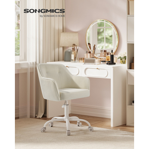 SONGMICS Office Chair, Swivel Chair, Desk Chair, Makeup Vanity Chair, Cotton-Linen Fabric
