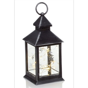 Silver LED Lantern With Stars