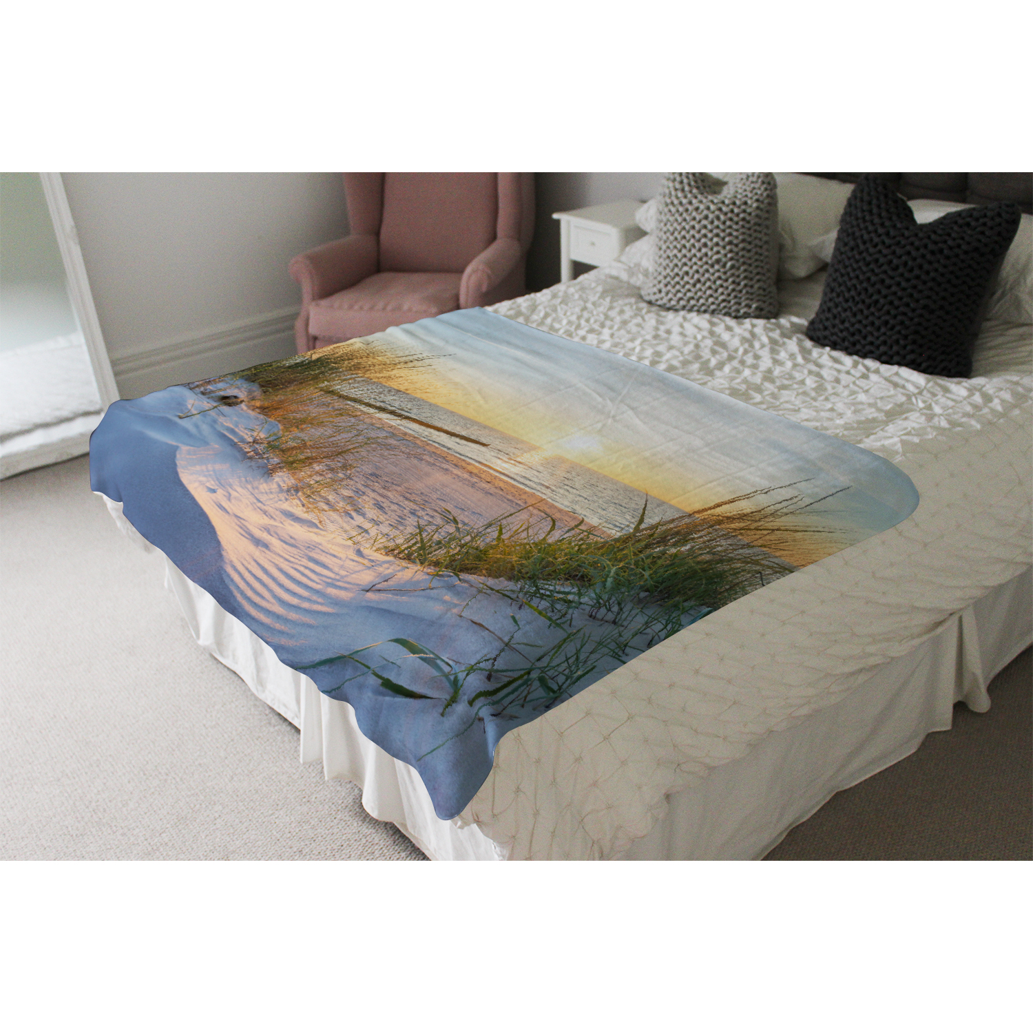 Sunset At The Baltic Sea Beach Blanket - Yellow