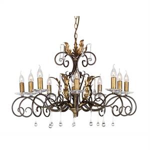 Amarilli 10 Light Chandelier Bronze, Gold Floral Leaves Design , E14