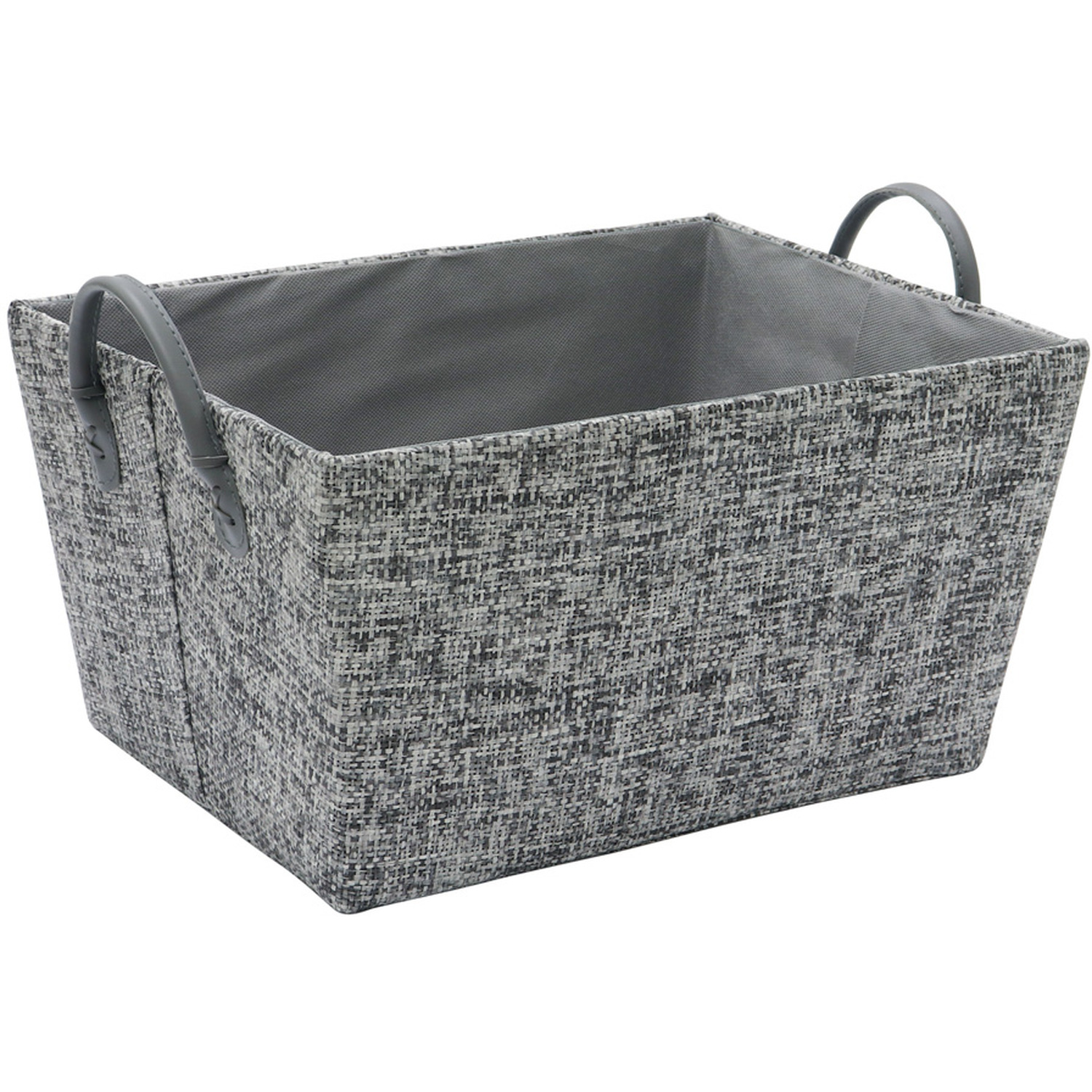 JVL Urban Portariviste Rettangolare Grigio – Tessuto Strutturato Con Maniglie Metalliche, 29x40x21 Cm - 2