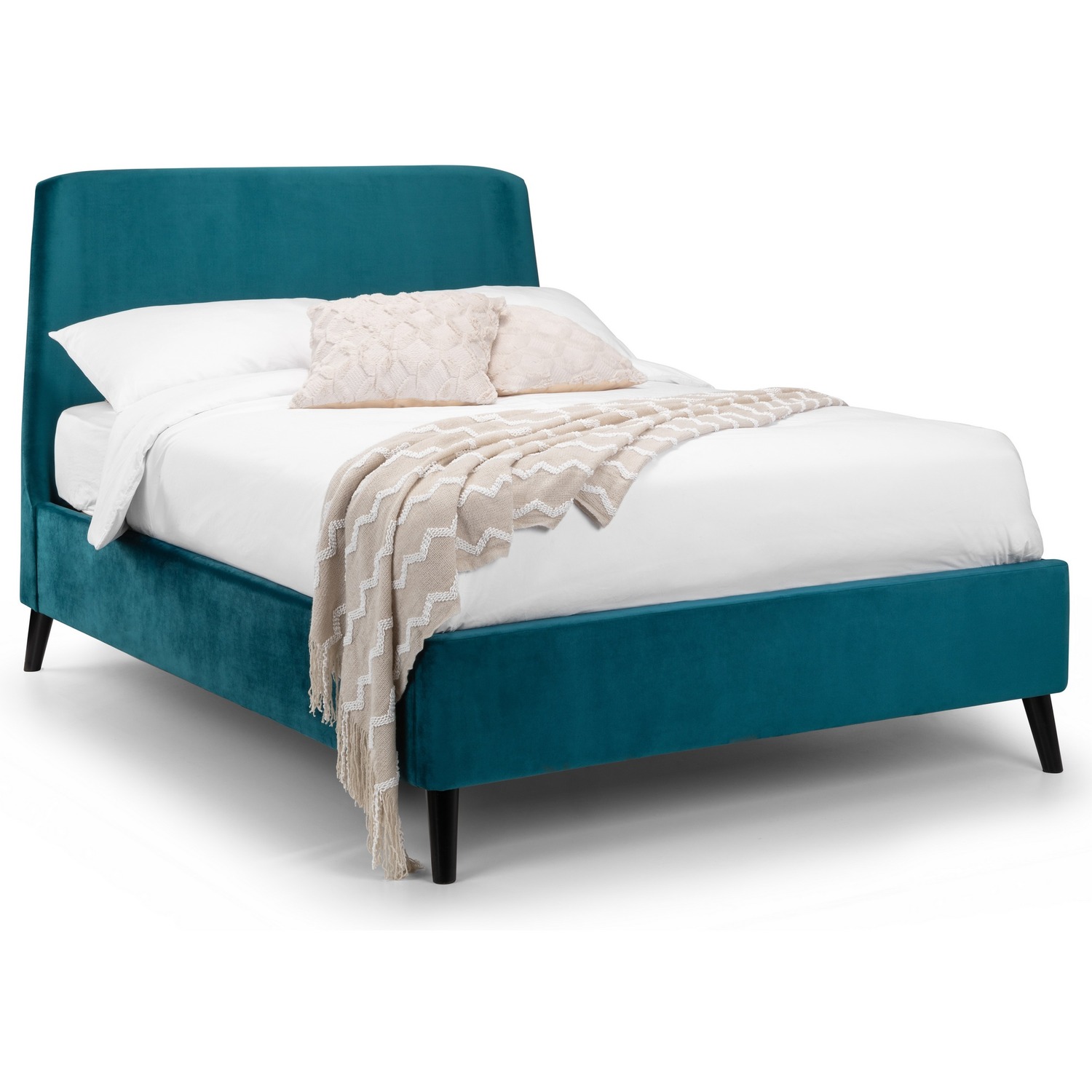 Julian Bowen Frida Curved Velvet Double Bed - Teal - Teal