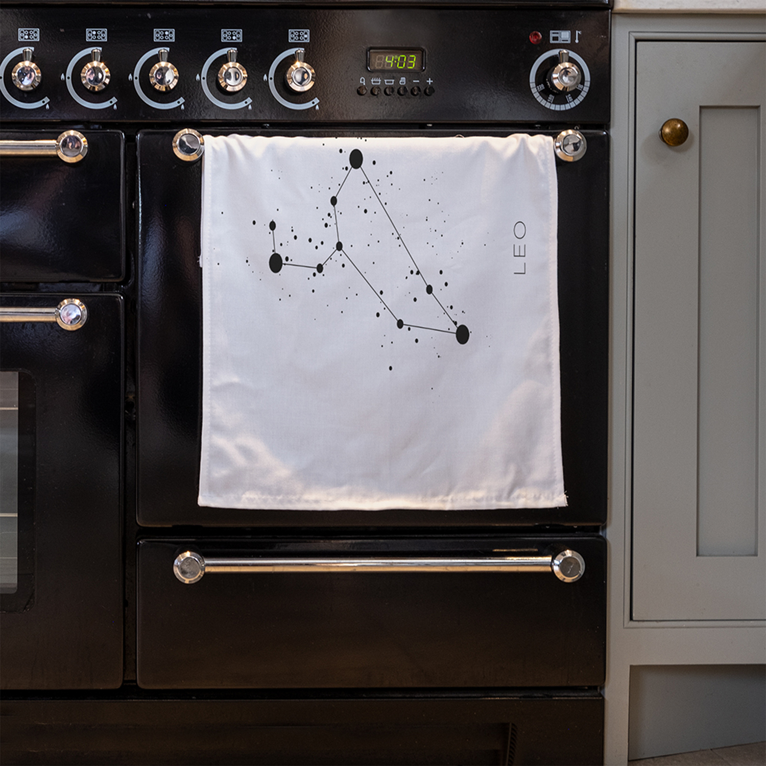 Star Constellation Zodiac Leo Kitchen Towel - White