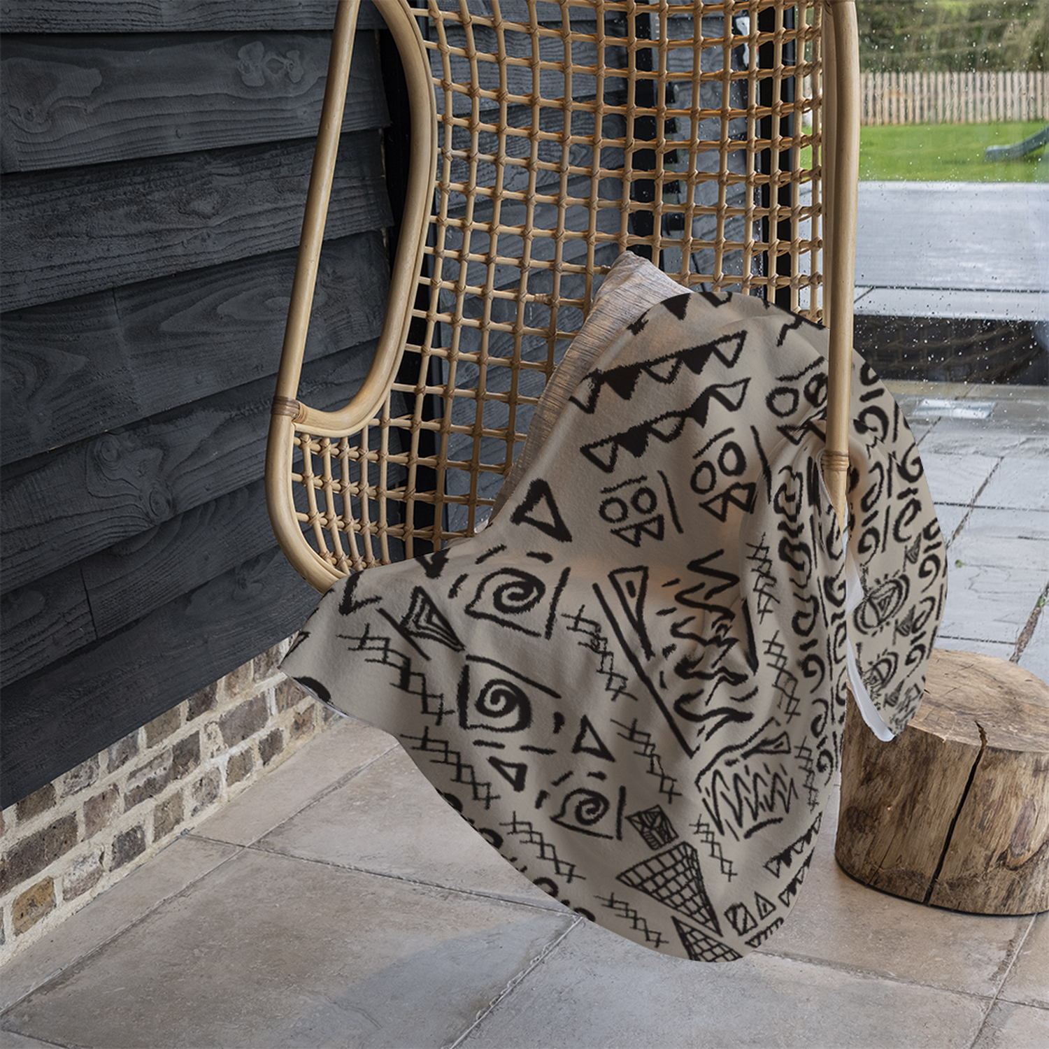 Striped Egyptian Theme With Ethnic And Tribal Motifs Blanket - Brown