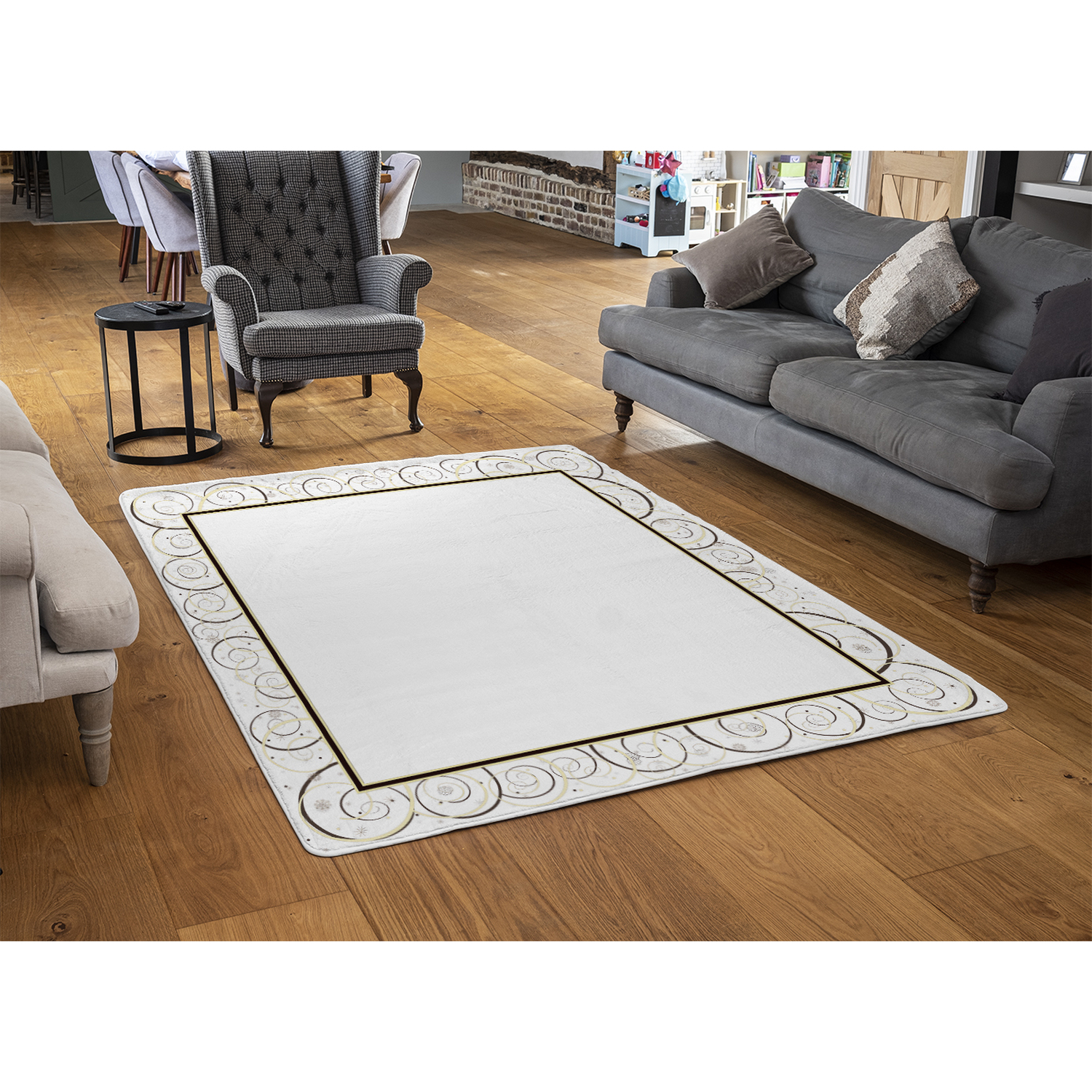 Swirling Frame Rug - Gold / 150cm thumbnail