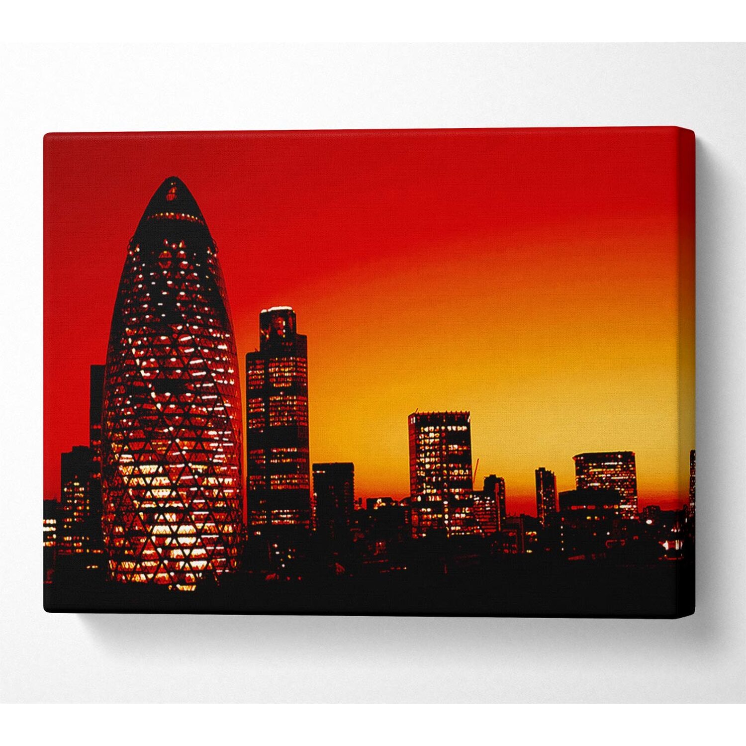 Wallart-Direct - London The Gherkin Orange City Canvas Print Wall Art - Yellow / 101.6cm thumbnail