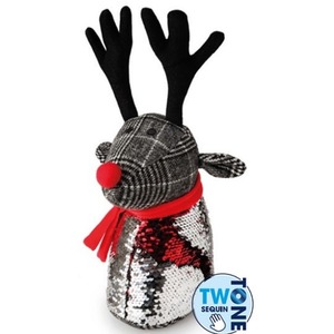 Sequin Reindeer Christmas Doorstop