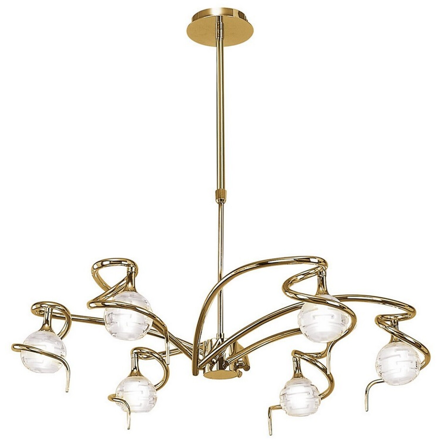 Dali Telescopic Ceiling Pendant Semi Flush 6 Light G9, Polished Brass - Polished Brass
