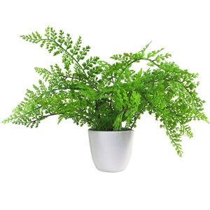Artificial Potted Fern White Pot