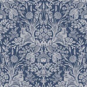 Harlen Woodland Damask Wallpaper Navy (32.1ft x 21in)