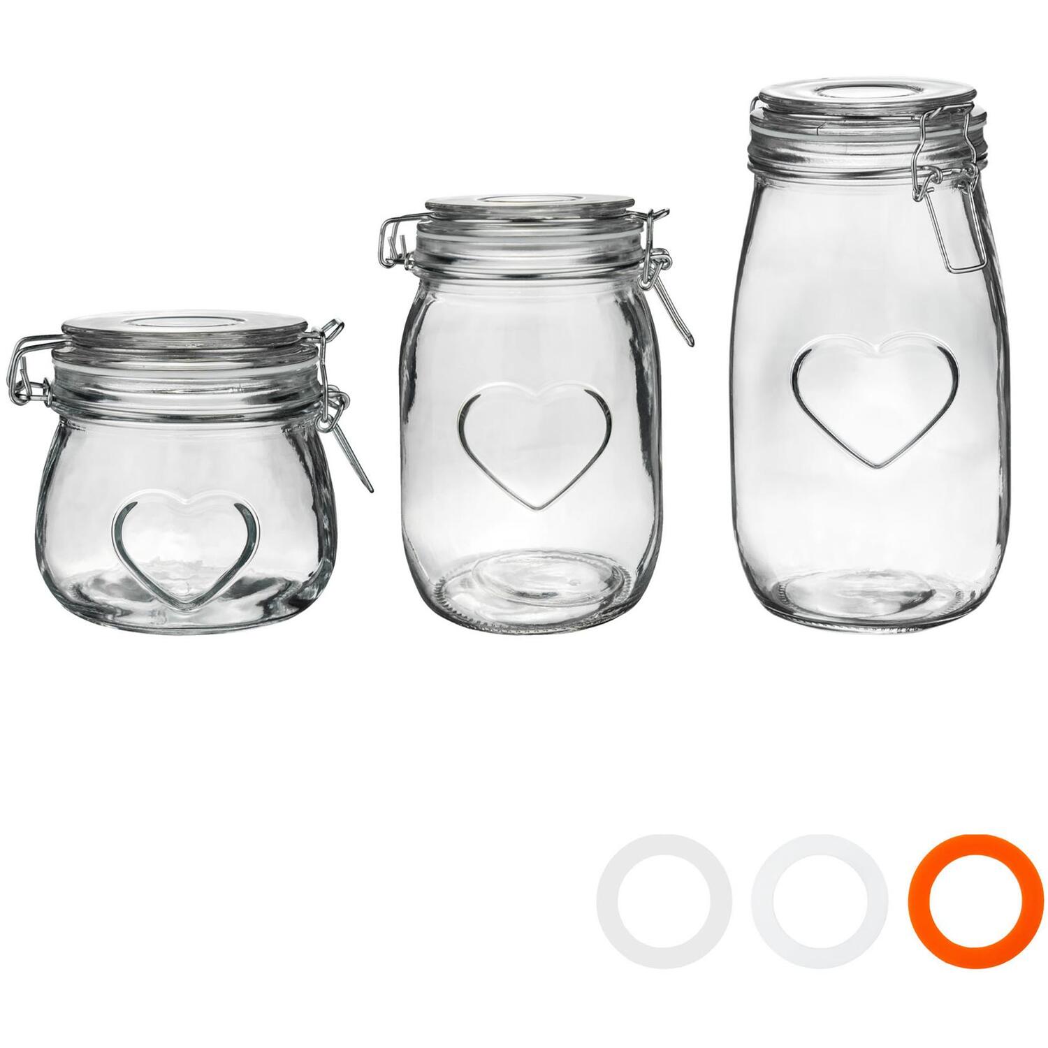 Image of Heart Glass Storage Jar Set -&hellip;