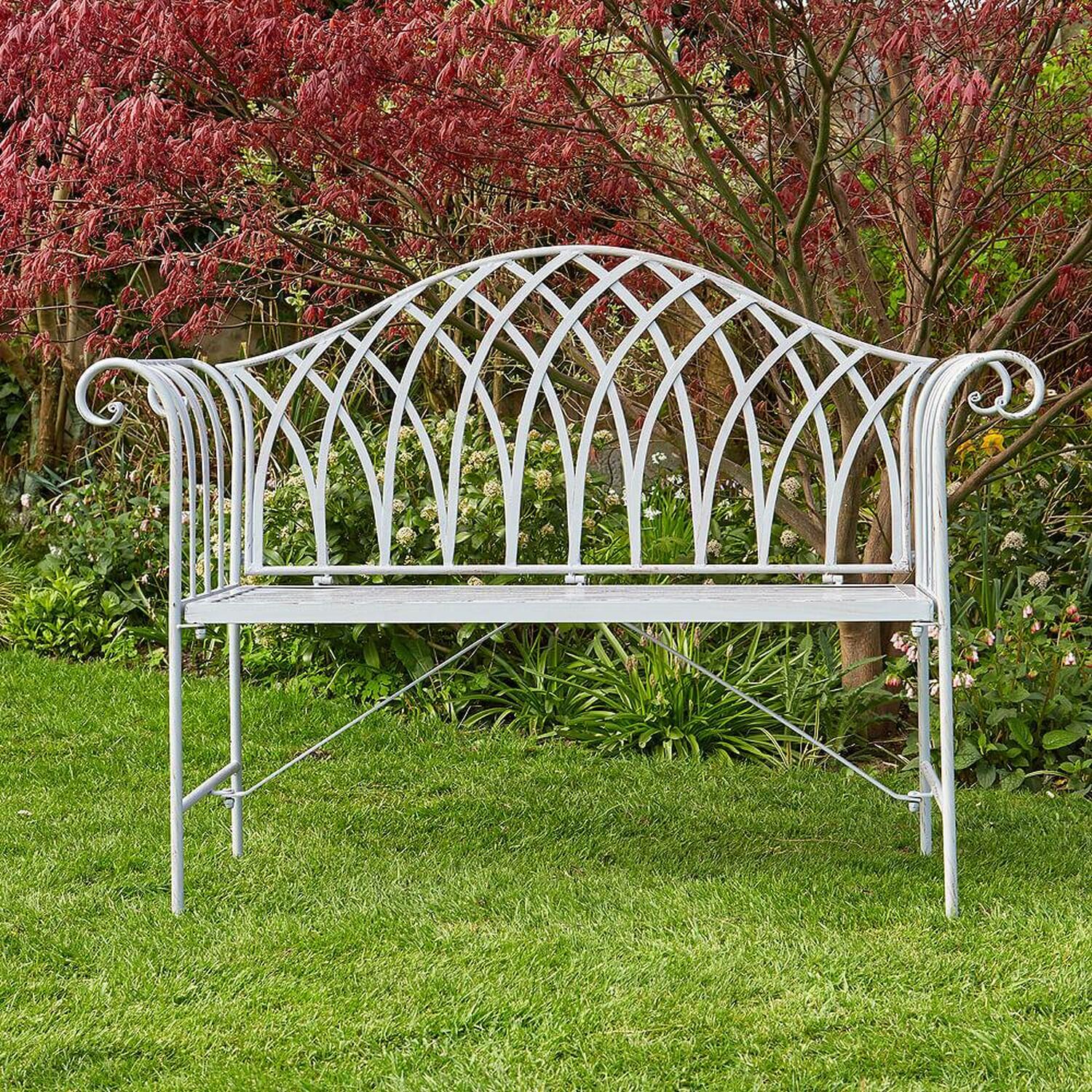 Home Source Willow Metal Outdoor Garden Bench - Grey