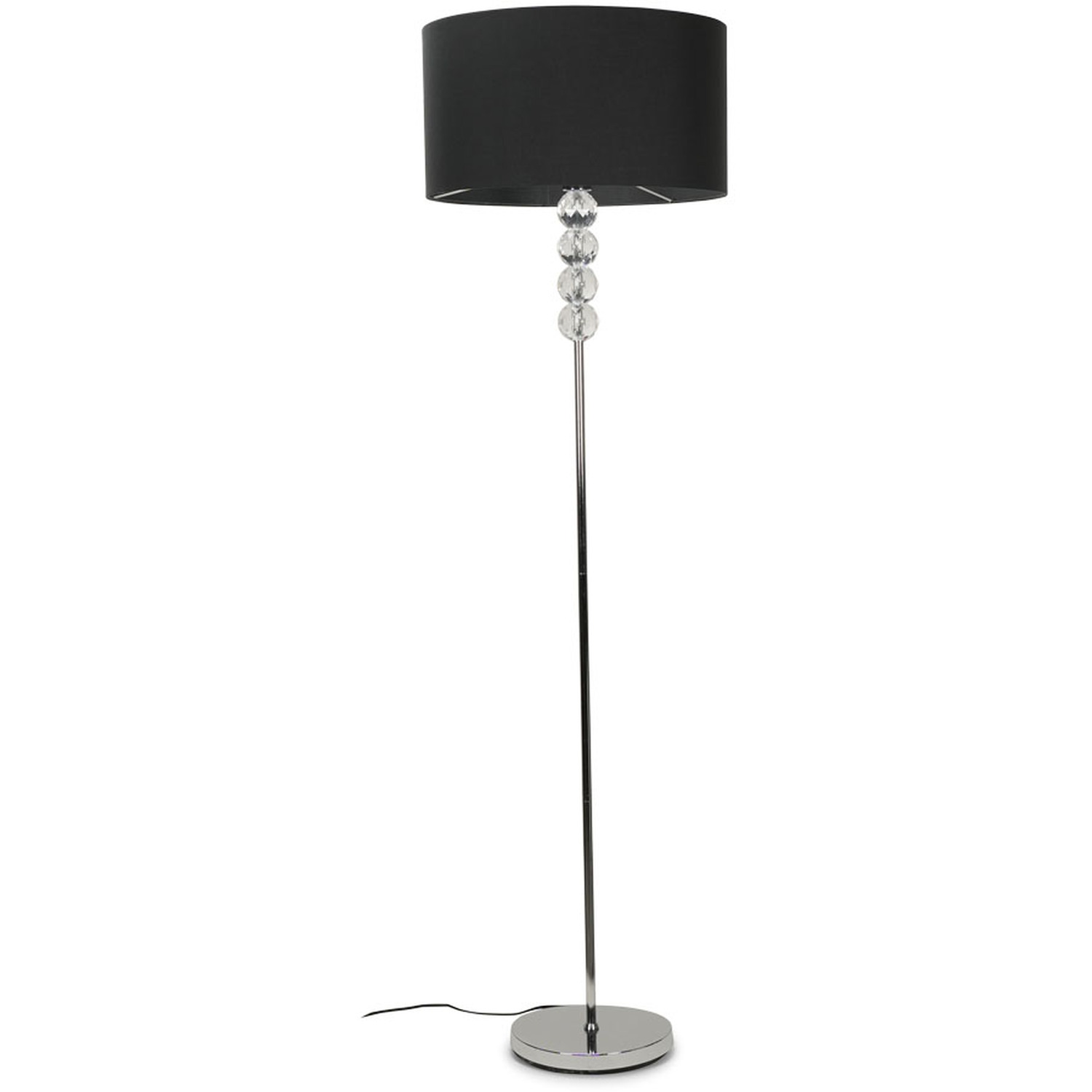Eleanor Silver Floor Lamp Medium Charcoal Shade - Black