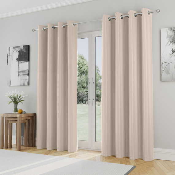 Pair of Supersoft Natural Plain Thermal Eyelet Curtains