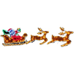 LED Tinsel Garland Santa with Sleigh and Reindeer Christmas Decoration