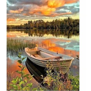 Boat on Lake Canvas Diamond Painting Kit