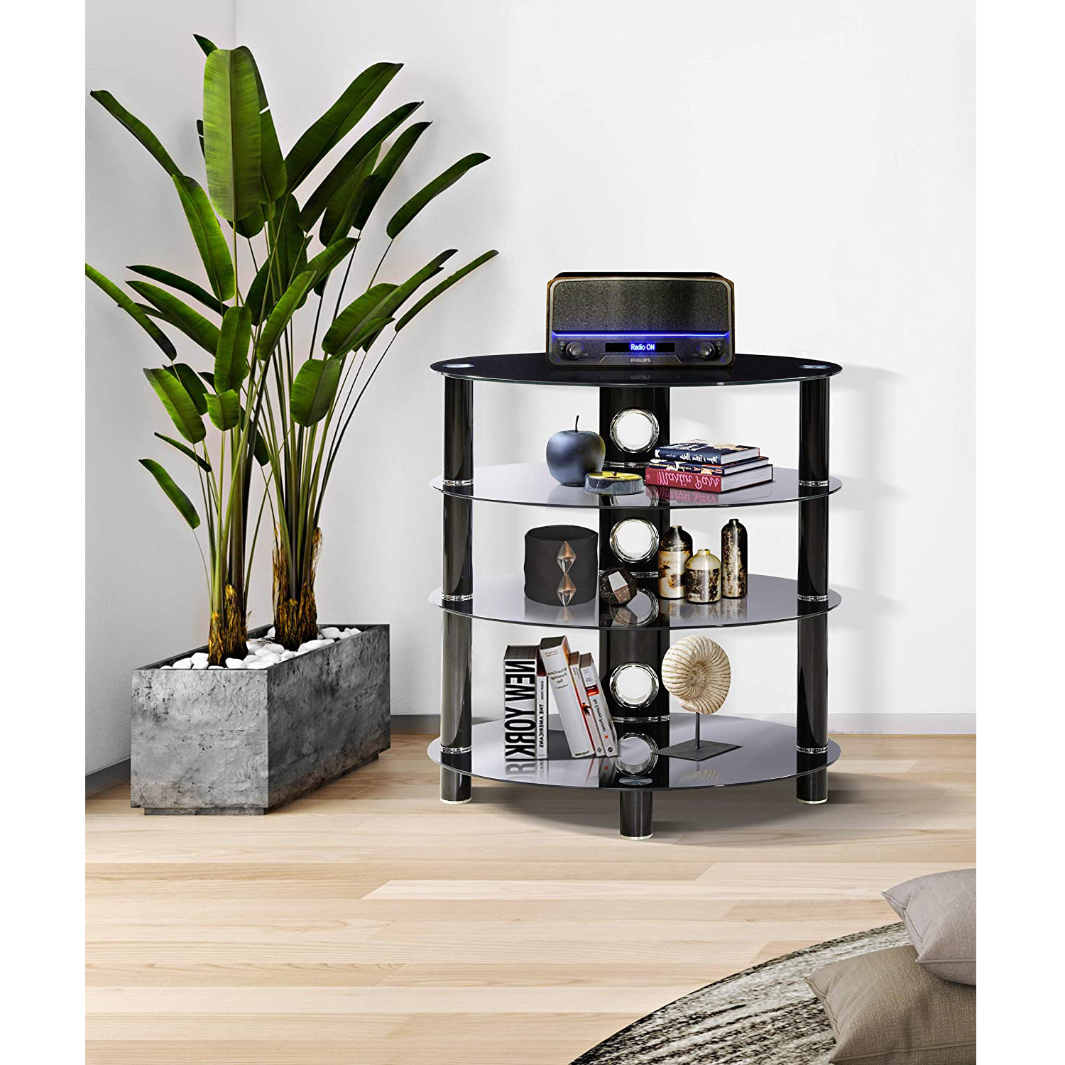 Haligon Oval Multimedia Stand - Black