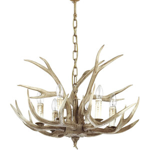 Chalet  6 Light Pendant Chandelier Light Brown, E14