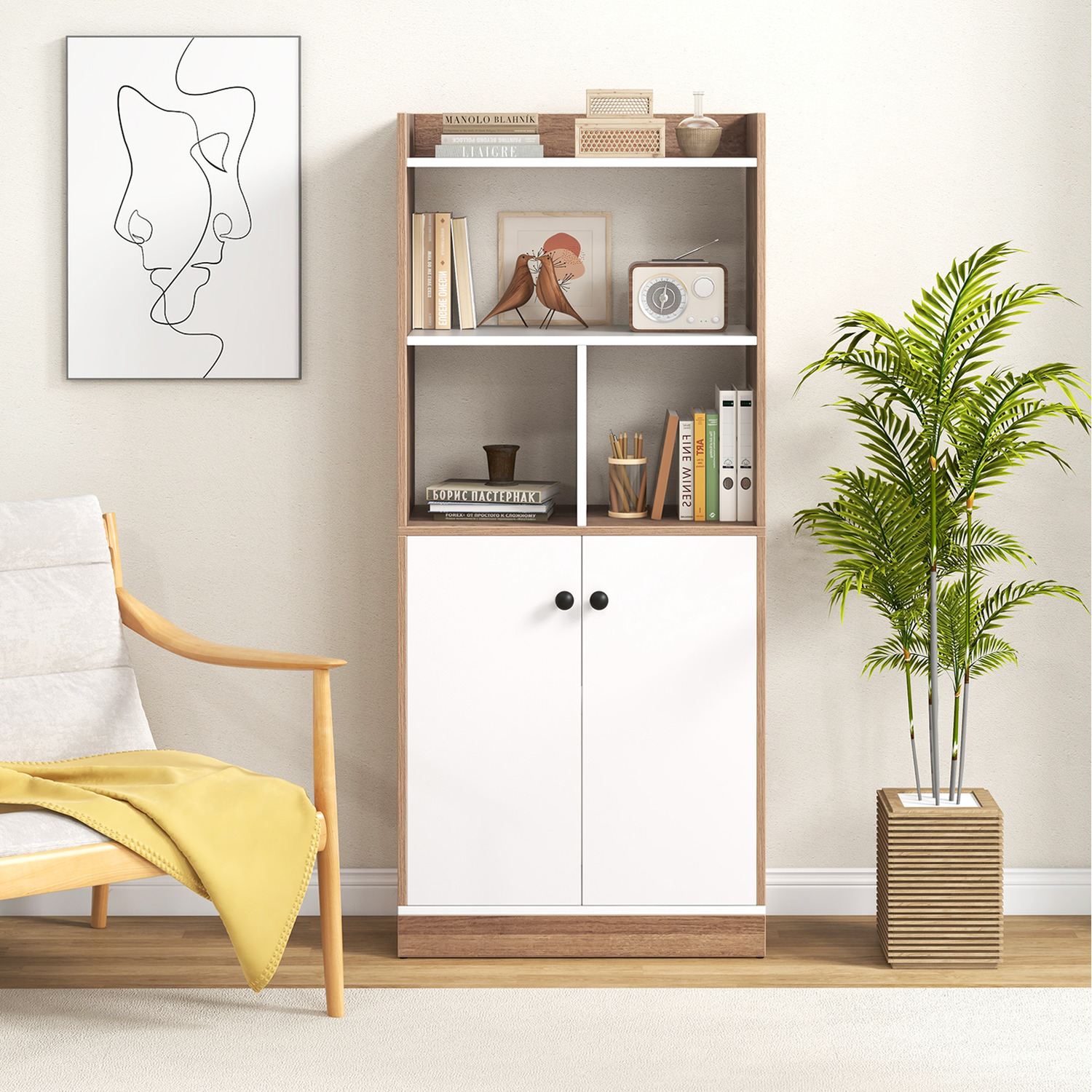 4-tier Bookcase Display Cabinet - Brown