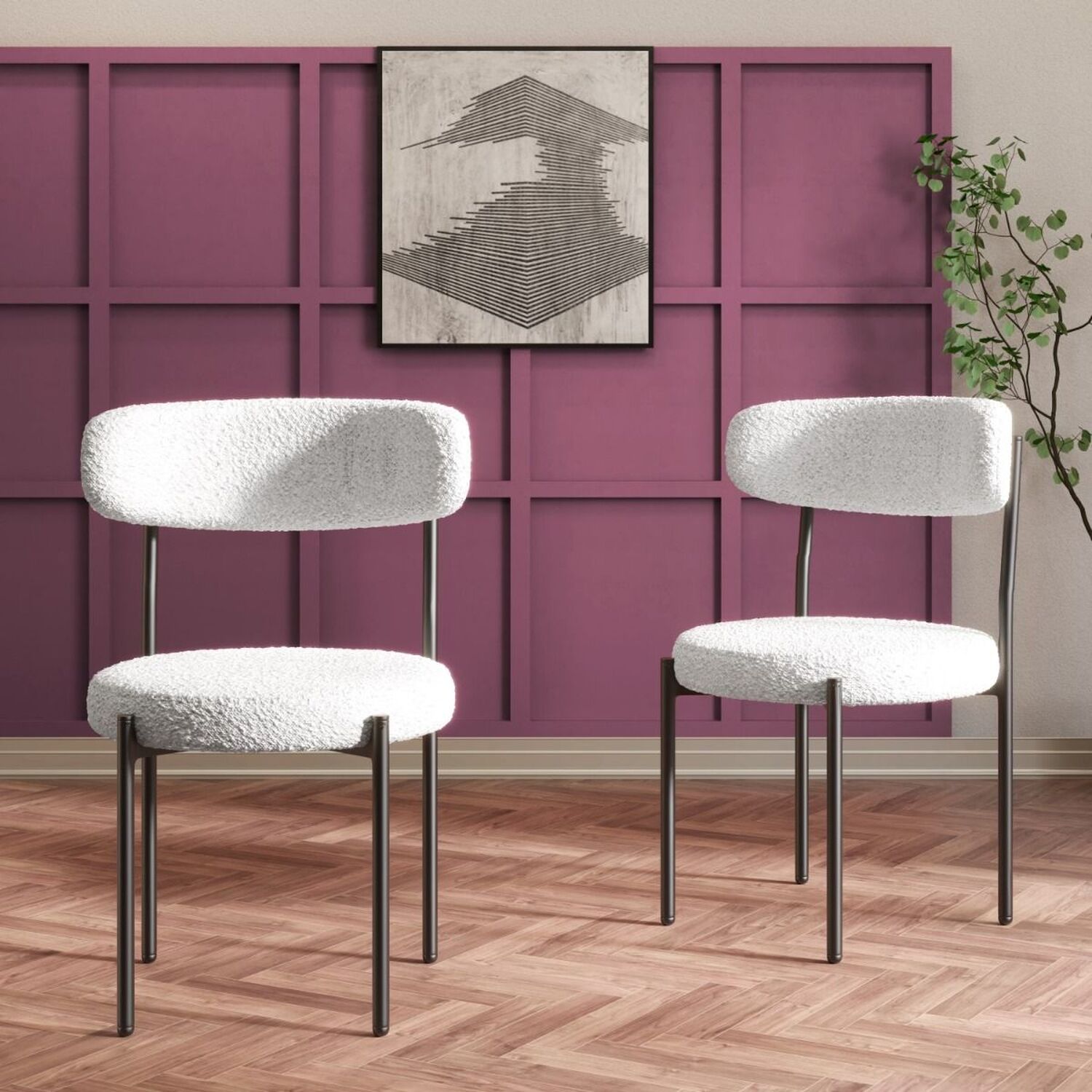 Elysian Boucle Dining Chair - White 2