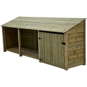 Triple Bay Wooden Premium Tongue And Groove Log and Tool Storage