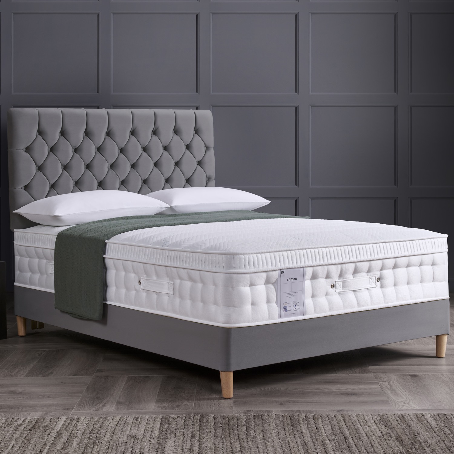 Caesar 2000 Pocket Sprung Foam Pillow Top Mattress - White Double Foam Latex Polyester Satin