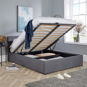 Grey / Small Double Home Source Endura End Lift Ottoman Grey Fabric Bedframe shot 6618955