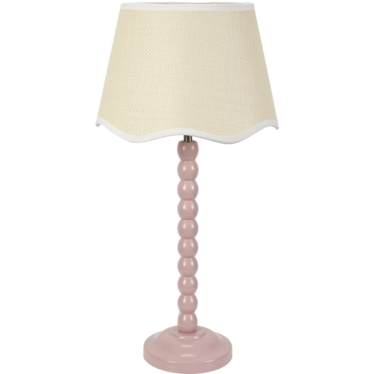 Bobbins Table Lamp with Linen Scallop White Trim Shade - Rose Pink / Yes