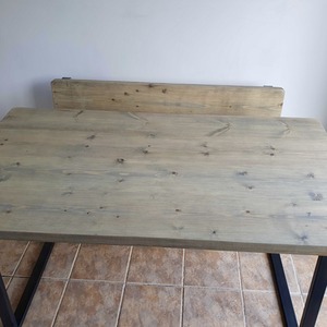 Rustic Handmade Dining Table plus Bench with Back - Grey Wash